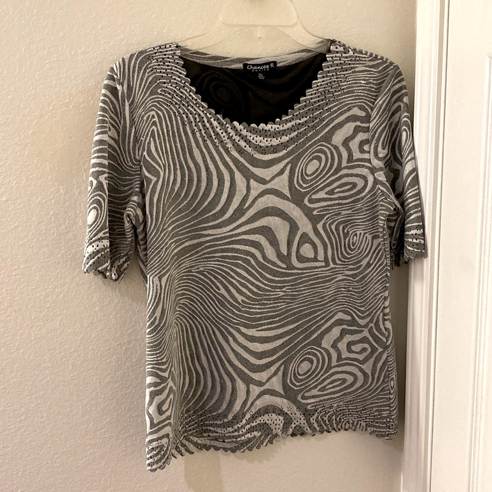 Chances R Petite Zebra Pattern Blouse